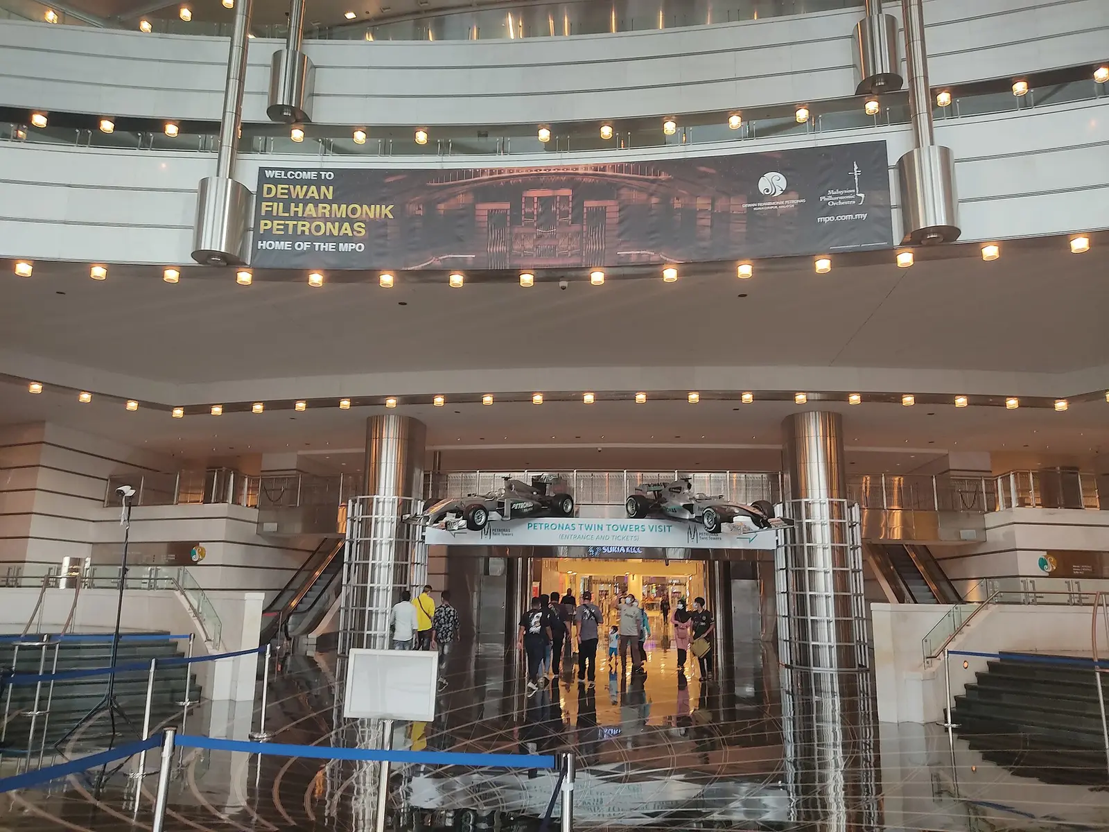 Entrance hall of the Petronas Philharmonic Hall beneath the Petronas Twin Towers
